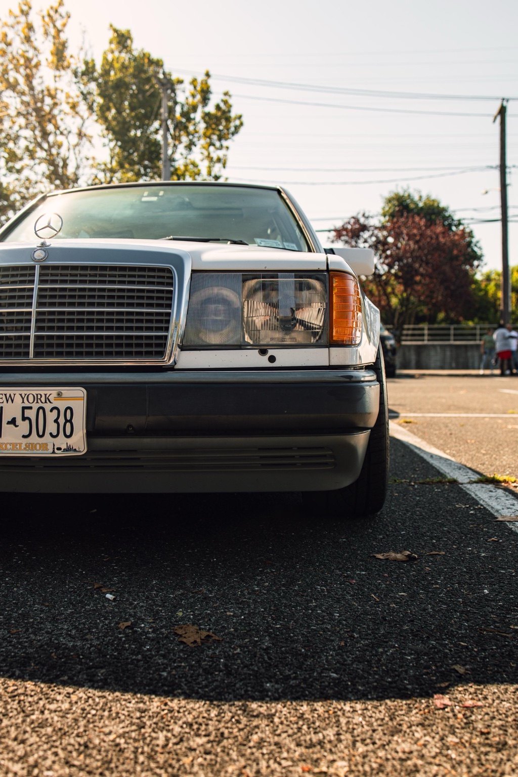 White Mercedes classic front end detail